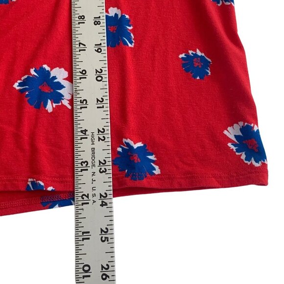 Draper James Red Blue Floral Print Cap Sleeve Pullover Blouse Women’s Size Small - Picture 10 of 11